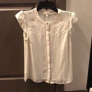 XS Maison Jules Flutter-Sleeve Crew-Neck Blouse